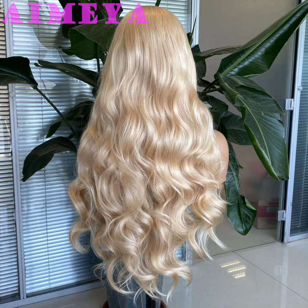 AIMEYA Long Body Wave Synthetic Natural Haire Lace Front Wig Daily Use Cospay Blonde Hair Heat Resistant