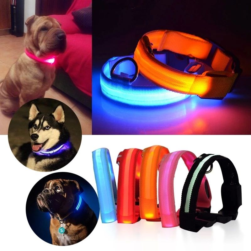 Dog Leashes Led Light Anti-Lost Collar For Dogs Puppies Night Luminous Supplies Pet Accessories USB Charging/Battery s
