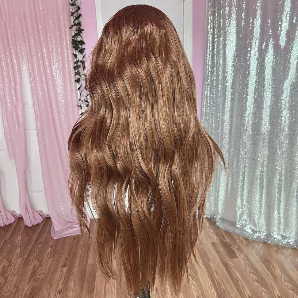 AIMEYA Brown Lace Front Long Body Wave Wigs For Women Heat Resistant Synthetic Hair Daily Use Cosplay Wig Natural Haire