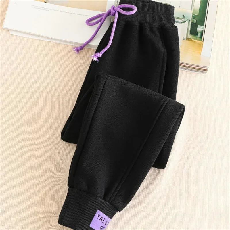 Grey Womens Sports Pants Autumn Winter Backpack Street Black Thick Jogger Clothing Trousers 240913