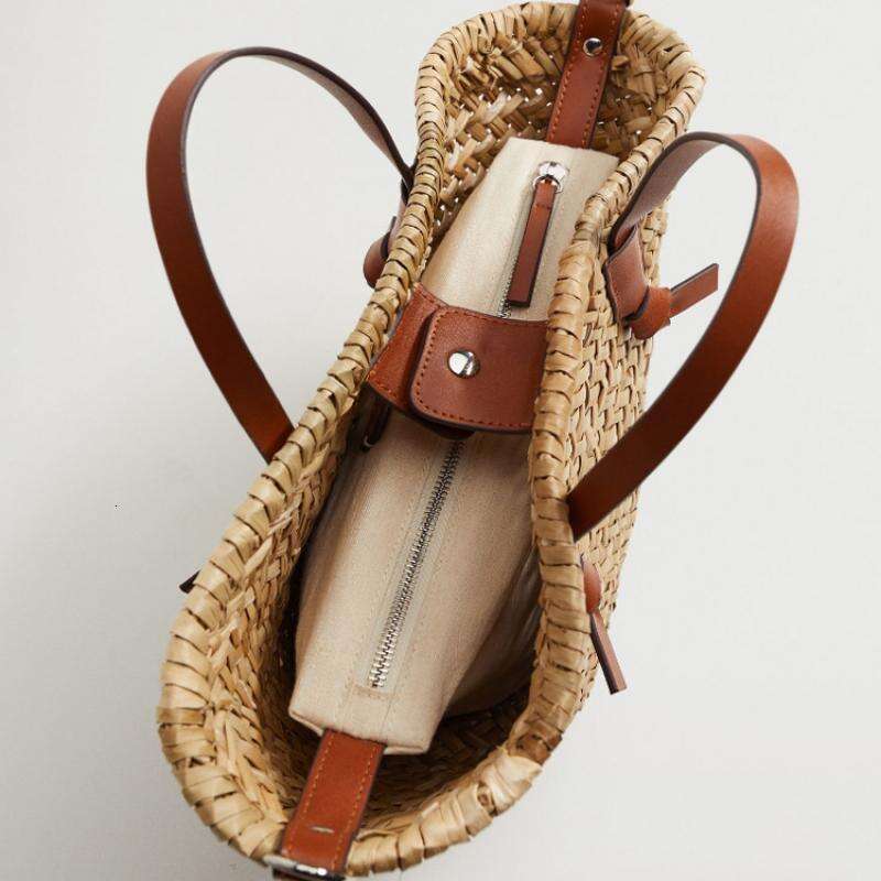 Casual Wicker Woven Basket Bags Rattan Women Handbags Summer Beach Straw Large Capacity Tote Big Shoulder Crossbody Bag 2024 4156 4