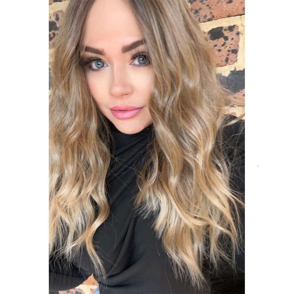 Honey Blonde Synthetic Heat Friendly Fibres Front HD Transparent Lace Wig Like Human Hair Thick Wavy Wigs