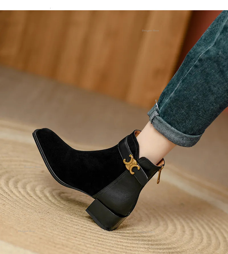 2024 Fashion New Bottom Comfortable Durable Explosive Thick Heel Simple Thin Brown Short Versatile Martin Boots