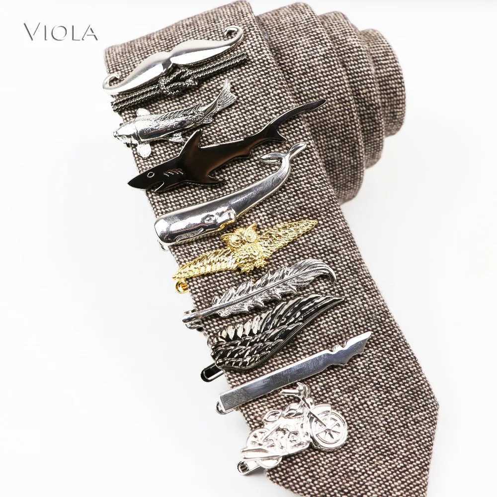 Fashionable luxury copper stainless steel clip whale shark beard tie rod mens small tool cool metal tie holder mens accessories buckle gift W240914