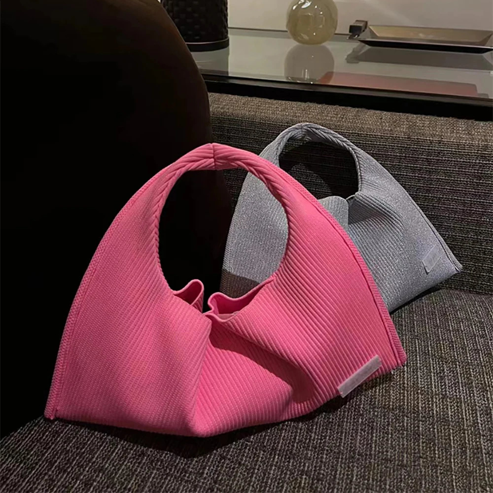 Fashionable trapezoidal homeless ner style handbag knitted canvas casual womens clutch bag 240913