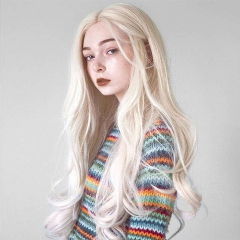 Light Hair Platinum Blonde Lace Front Long Wavy Synthetic Wig Heat Resistant Fiber 150% Women Daily Wigs