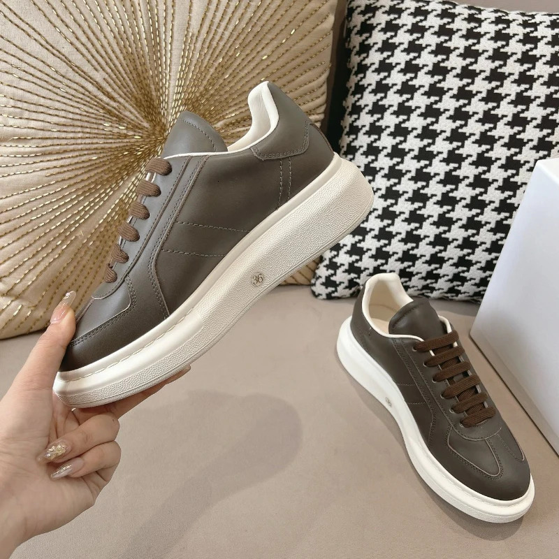 2024 Unisex Cowhide Thick Soled Casual Women's All Genuine Leather Sports Men's Shoes sneakers