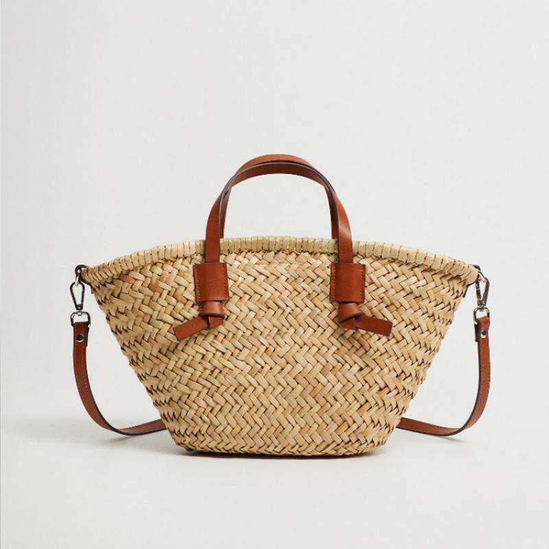 Casual Wicker Woven Basket Bags Rattan Women Handbags Summer Beach Straw Large Capacity Tote Big Shoulder Crossbody Bag 2024 4156 4
