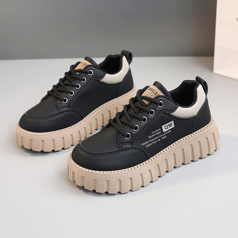 2024 Spring New Women Casual Sneakers Designer Trendy All-match Board Shoes Student Girl Vulcanize Leather Flats Shoe Mujer