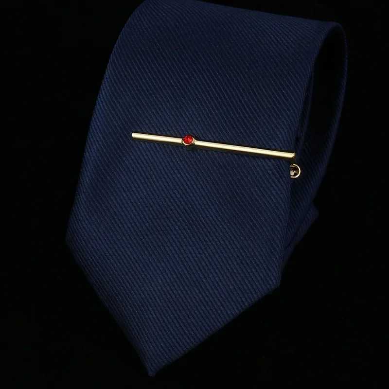 Luxury mens zircon slim tie clip rose gold solid color crystal new mens high-end fashion wedding necklace W240914