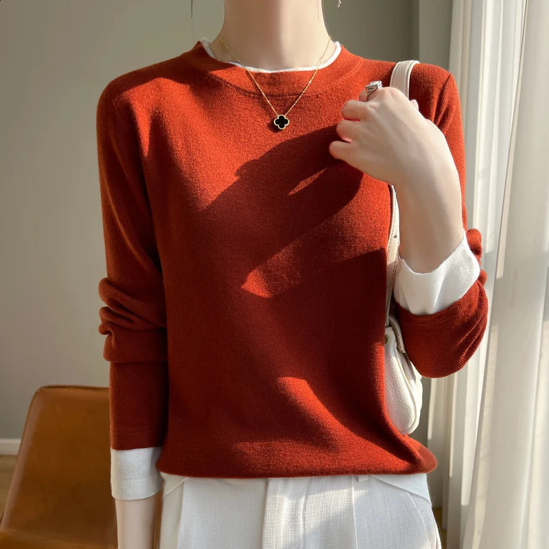 Knitted floral womens twopiece color blocked sports shirt loose fitting 240906