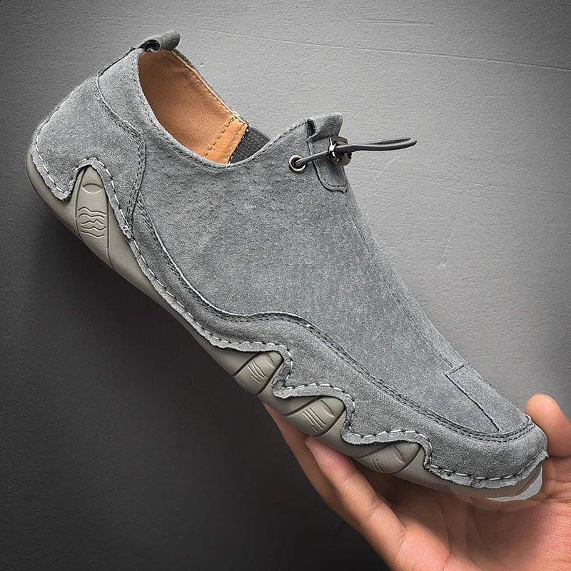 loafers Leather Fashion High Quality Comfortable Men Casual Driving Plus Size Elastic Holes Shoes 240909