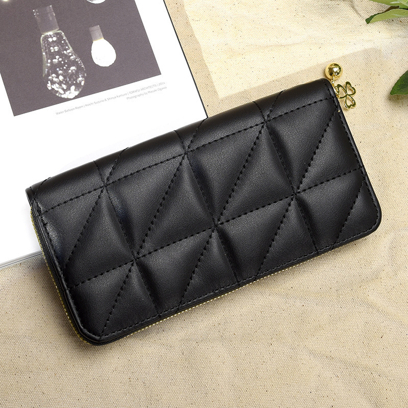 2024 New Ins Wind Lingge Long Fashion Large Capacity Handbag PU Zipper Women's Wallet