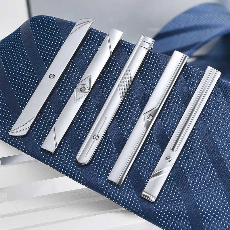 New metal silver tie clip wedding shirt collar buckle clip business gentleman pin jewelry accessory 6cm men W240914