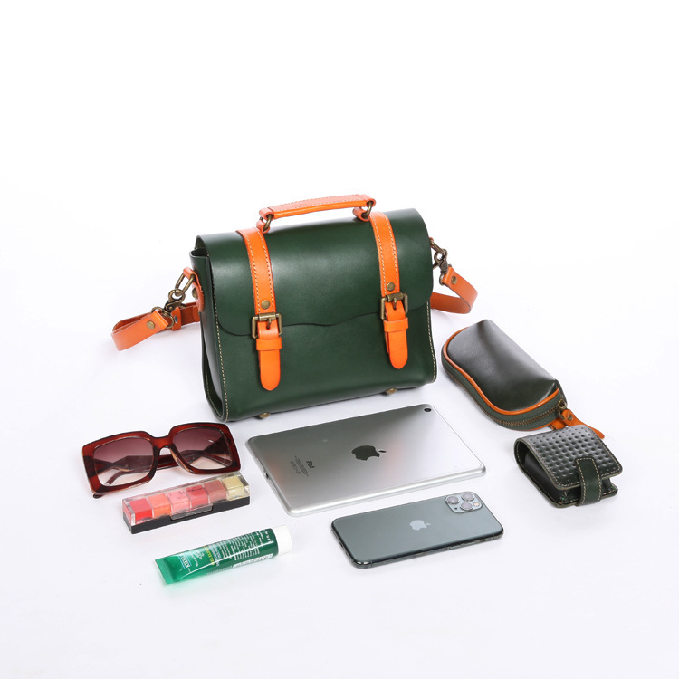 2024 Plant tanned leather Cambridge spring color contrasting top layer cowhide handbag, crossbody bag, summer