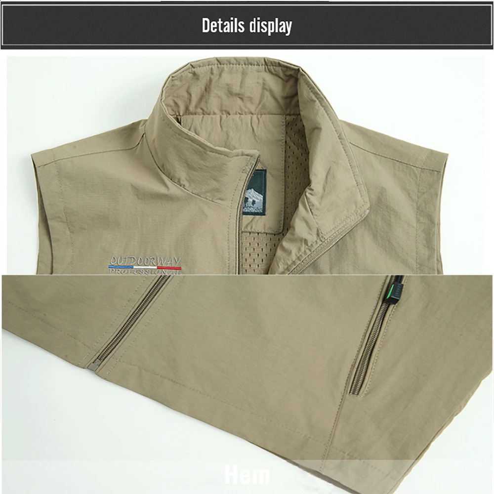 MAIDANGDI Mens Waistcoat Jackets Vest Summer Solid Color Stand Collar Climbing Hiking Work Sleeveless With Pocket 240912