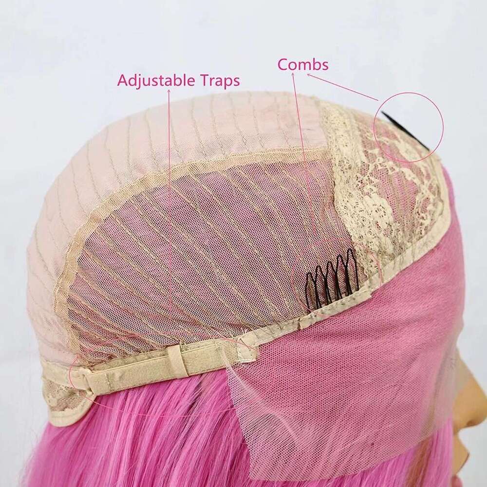 Body Wave Fashion Lace Front Wigs For Women Synthetic Pink Wig Natural Haire Heat Resistant Fiber Hair Daily