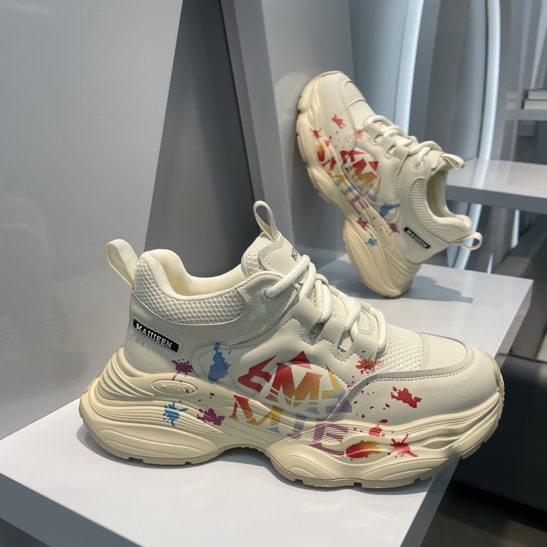 Ddmybear Dad 2024 Autumn New Korean Edition Thick Soled Sports Trendy Breathable Four Seasons Mesh Casual Shoes Chinese Brand Shoes F915-159
