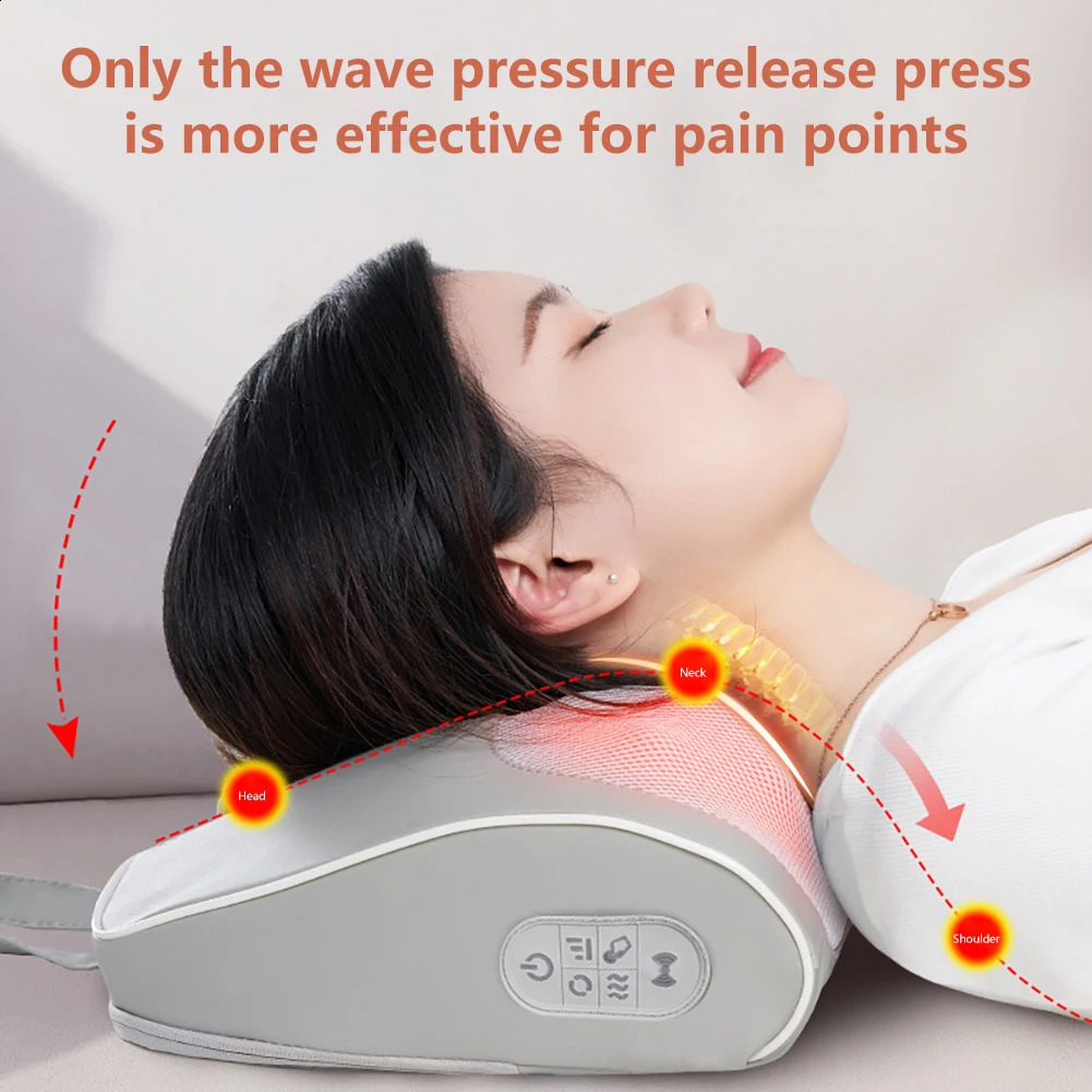 Multi functional massage pillow 3-level relaxation massage pillow vibrator electric neck and shoulder heating kneading massage pillow 240914
