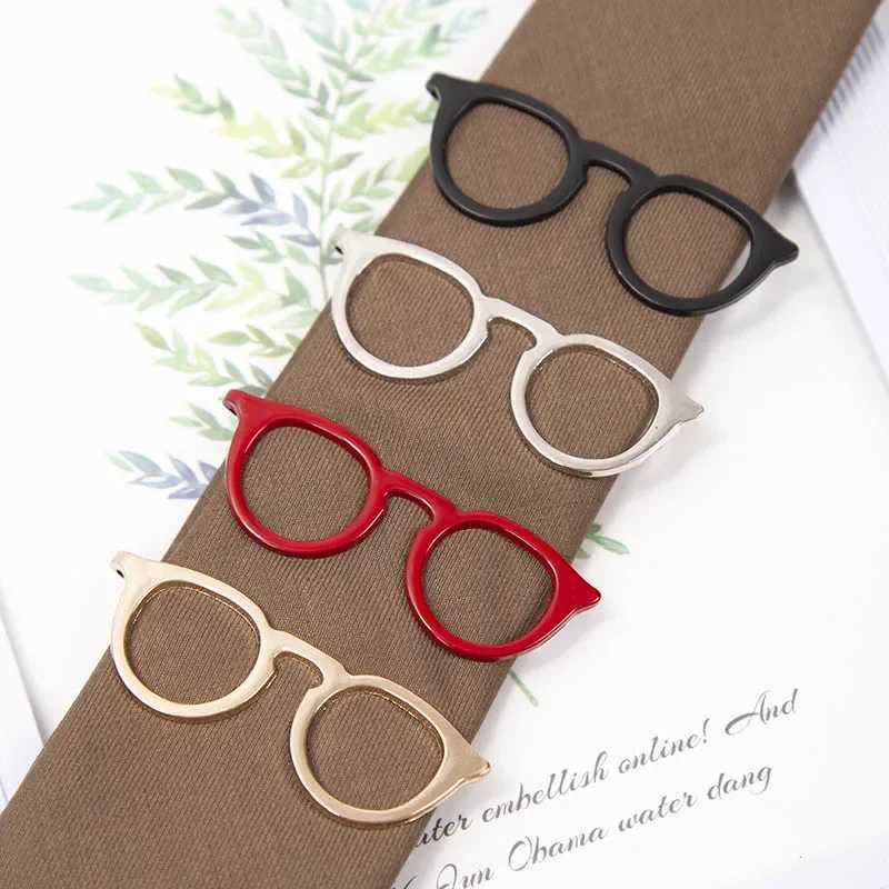 Black casual tie clip personalized glasses shape metal necklace buckle mens glasses commercial necklace pin set accessories gift W240914