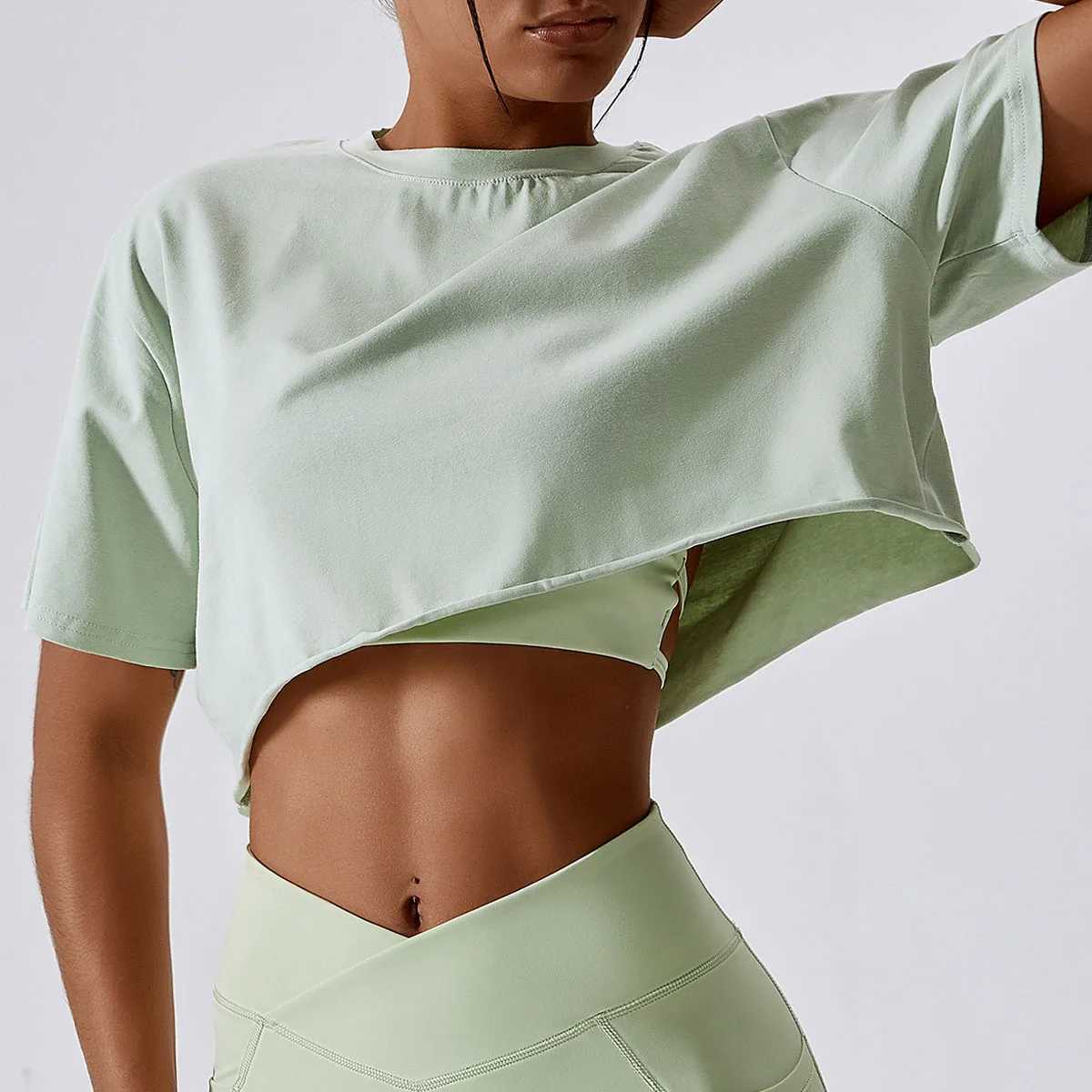 Summer New Running Outdoor Sports Short-sleeved Tshirt Women Yoga Dance Gym Tops Casual Fitness Loose Female T-shirt Cotton M240914