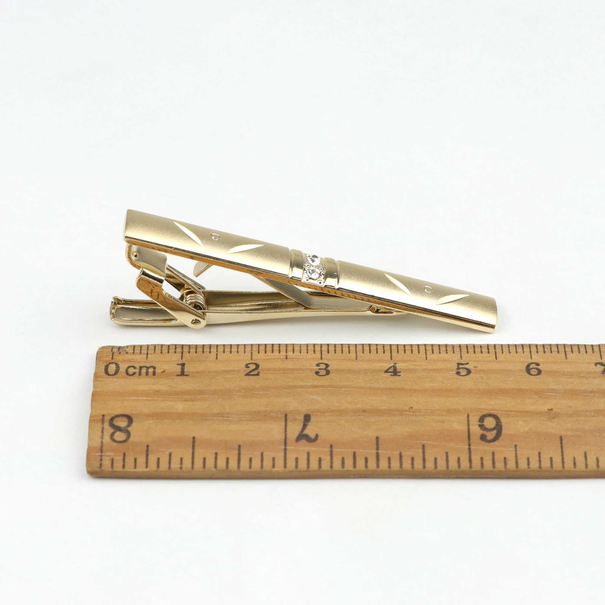 4 mens metal tie clips with gift box bright gold chrome plated stainless steel jewelry necklace clip W240914