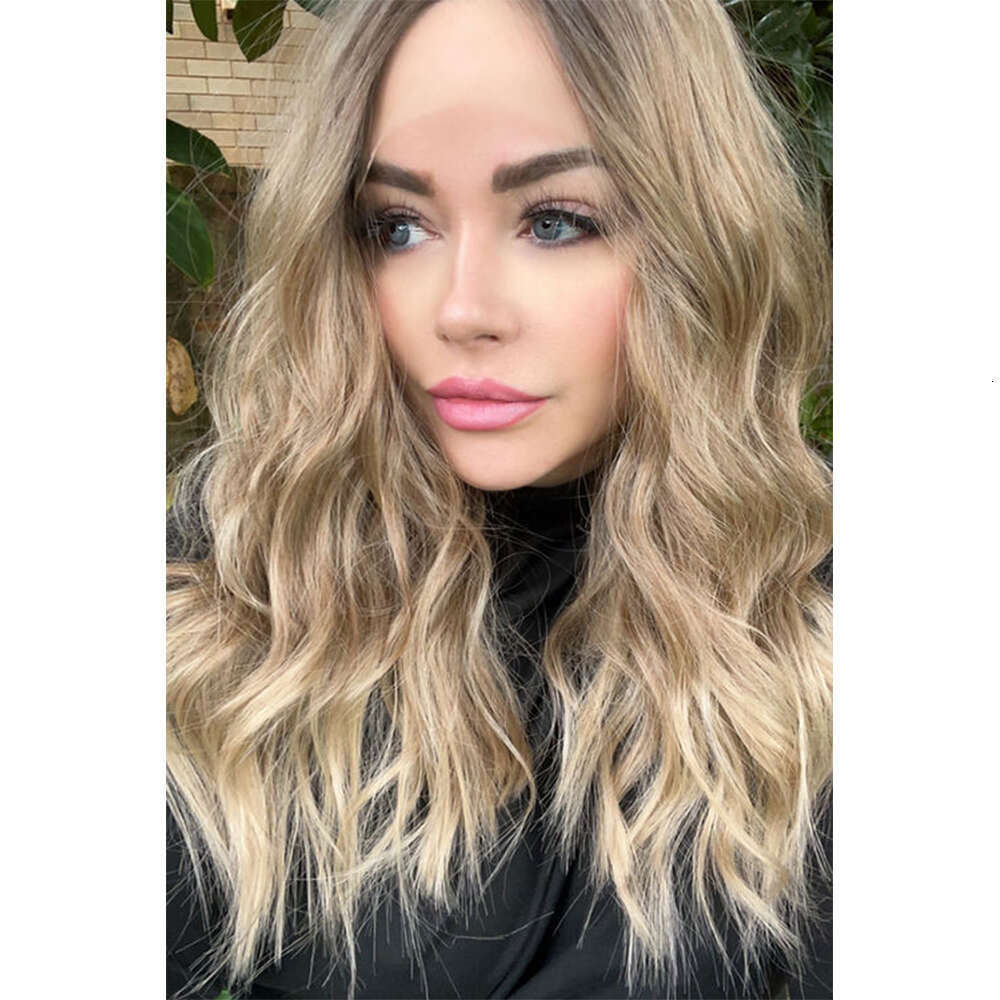 High Quality Synthetic Wigs Light Brunette Blonde Front Wig HD Transparent Lace Natural Wave Heat Friendly Fibres Thick