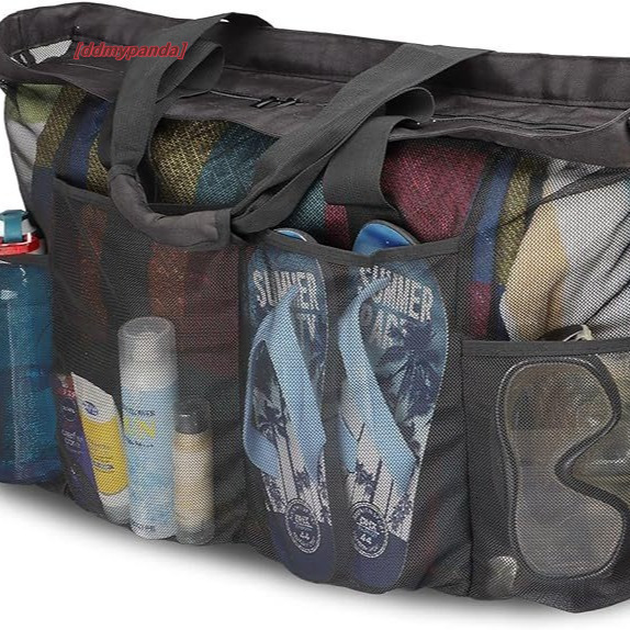 Wind large capacity mesh beach handbag women's shoulder outdoor travel storage tote bag #16 ddmypanda
