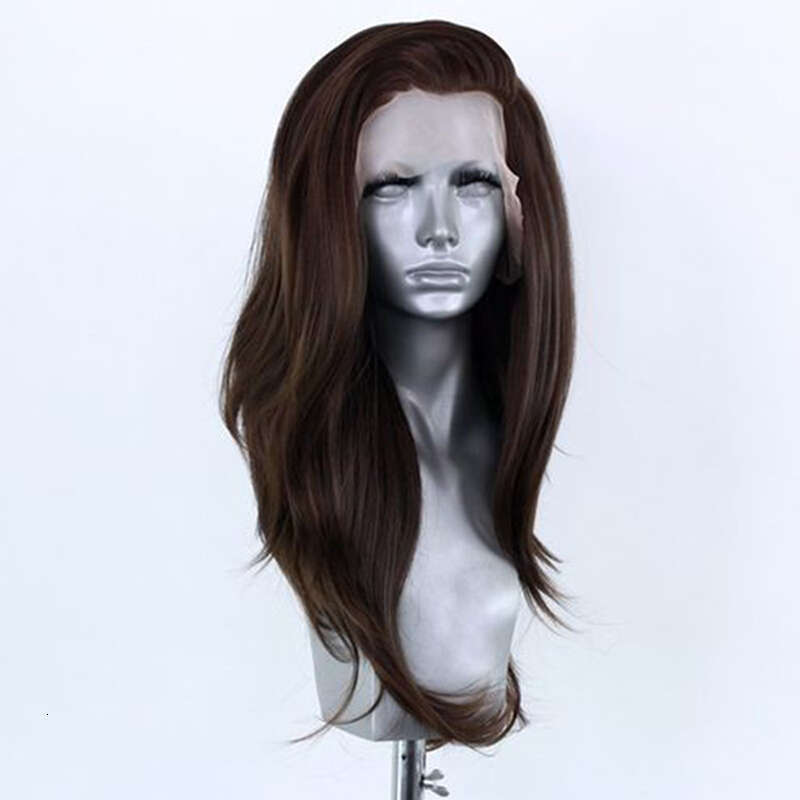 AIMEYA Fashion Dark Brown Lace Front For Women Girls Natural Wave Free Part Synthetic Daily Wear Cosplay Wig