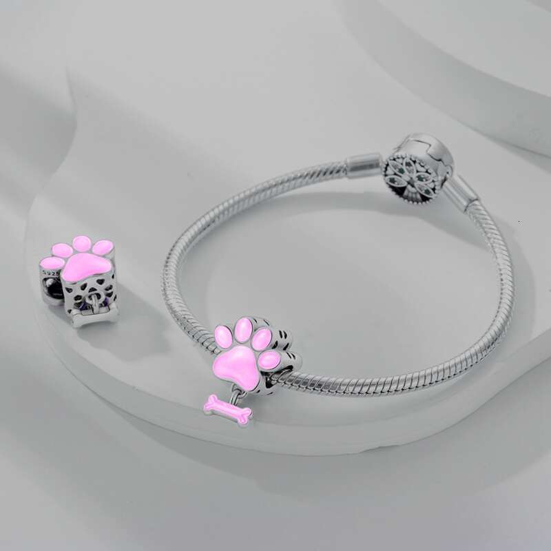 925 Sterling Silver Hourglass Cat Dog Butterfly Insect Pink Charms Bead Fit Original Bracelets Fine DIY Jewelry