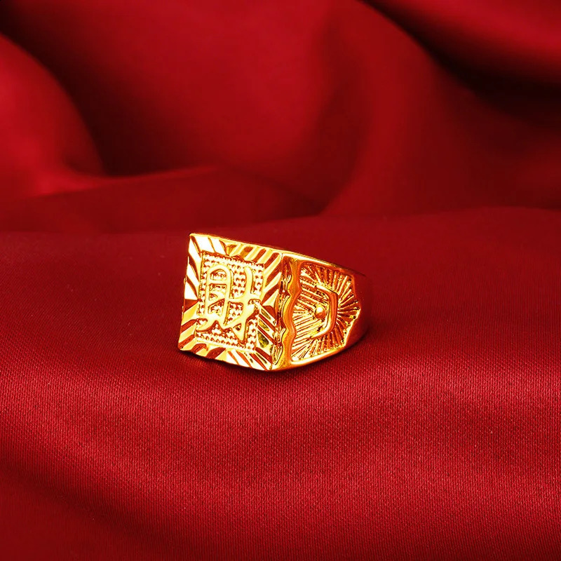 High quality AU999 gold ring rich mens 24K pure tycoon jewelry boss wealth gift 240912