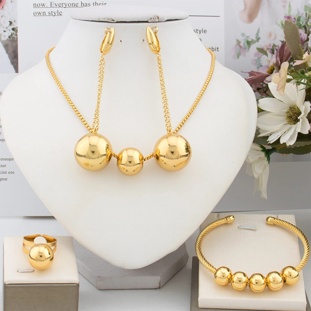 Jewelry Fashion Drop Earrings Classic Bracelets Dubai Necklace Beads Jewelry Set Womens Party Daily Wear Wedding Gifts 240906