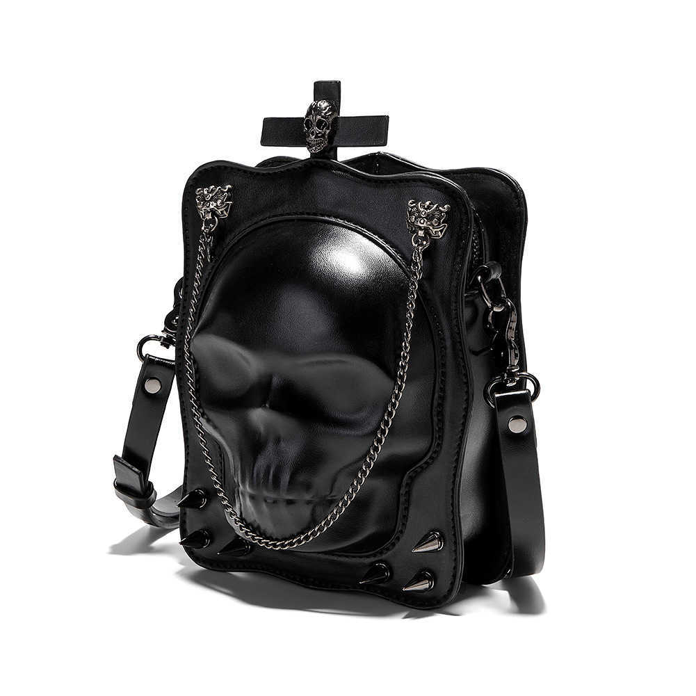 CMM Halloween Dark Gothic Skull Womens One Shoulder Crossbody Bag Subcultural Personalized Mini Square Bag