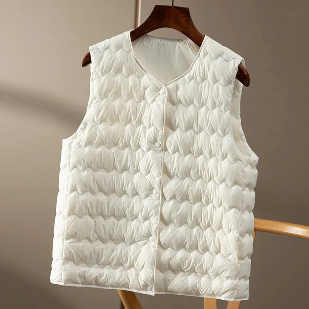 Winter White Duck Down Tank Top Ultra Thin Jacket Inner Wing Womens Feather Warm Leisure Fashion Basic Belt 240913