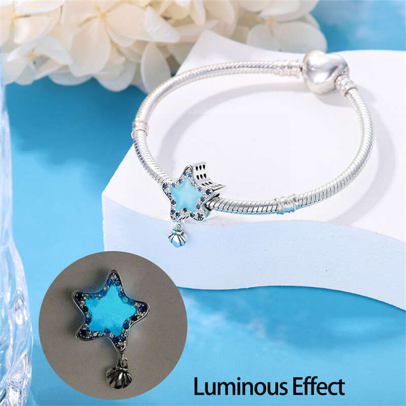 925 Silver Ocean Series Octopus Turtle Luminous Charms Fit Original Bracelet Charm Beads Necklace DIY Female Jewelry