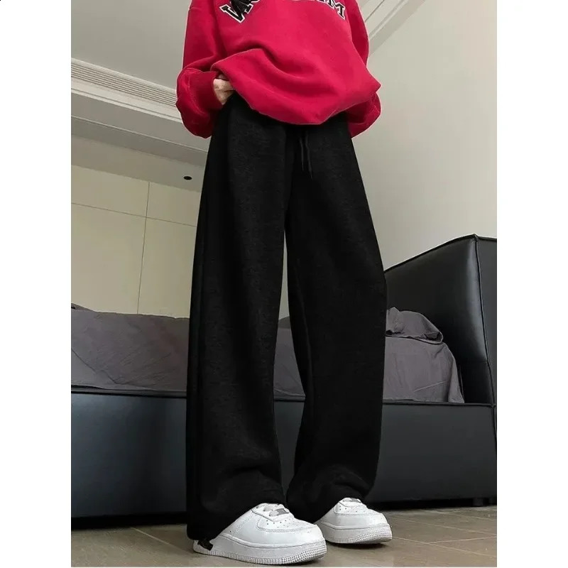 Deeptown basic gray sports pants Korean fashion jogging bag womens casual Harajuku loose wide leg mens summer 240913