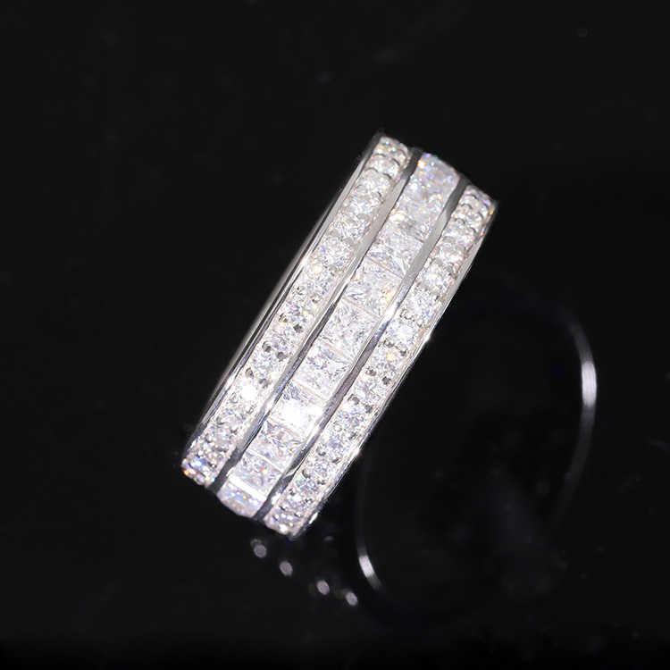 Fashion Design 925 Solid Silver With iced out GRA Round Moissanite diamond For Mens Hiphop Rings