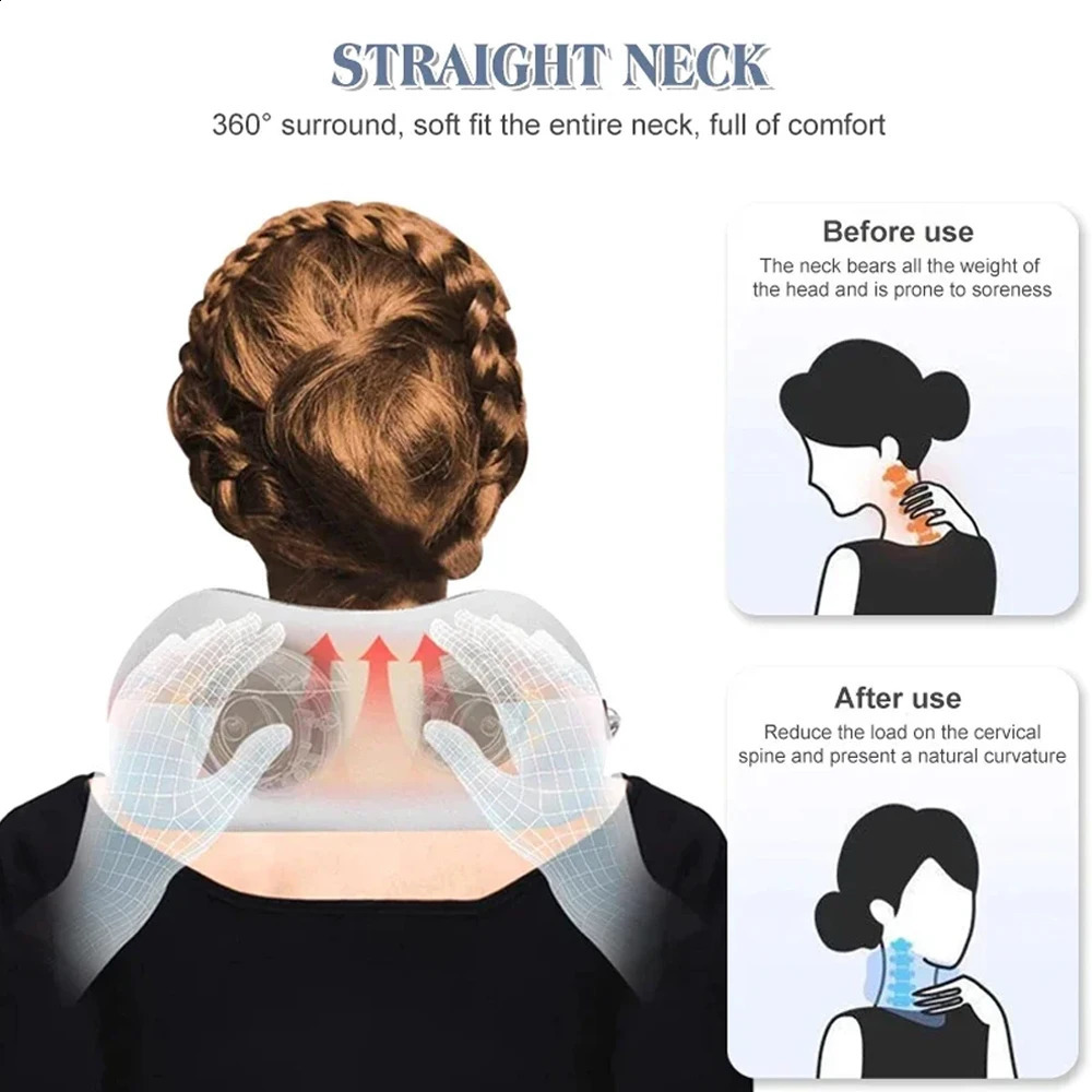 Electric neck massager U-shape memory foam massage travel neck pillow sleep aircraft pillow care 240914