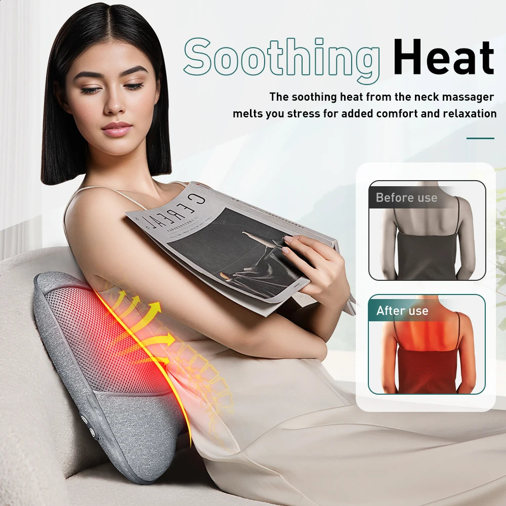 Finger pressure back and neck massage pillow with deep tissue kneading electric massager used for relaxing body muscles 240914