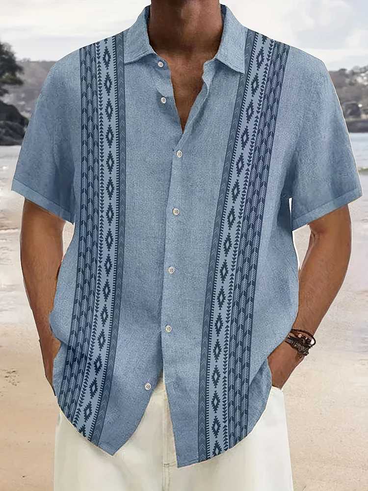 Summer Casual Daily Mens Shirt Beach Holiday Mens Short-sleeved Shirt Fashion Striped Printed Mens Short-sleeved T-shirt Z240914