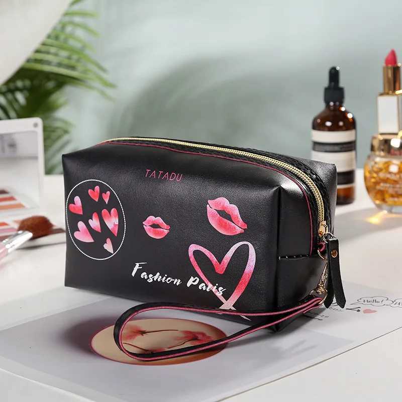 Pu Graffiti Storage Makeup Organizer Bagette Bag Cosmetiquera Small Cosmetic Organizing Bag For Girls Pillow Makeup Pouches Z240914