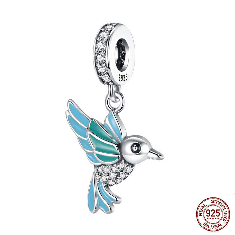 925 Fashion Silver Colorful Butterfly Dragoy Hummingbird Spring Series Charms Beads Fit Original Bracelet Jewelry