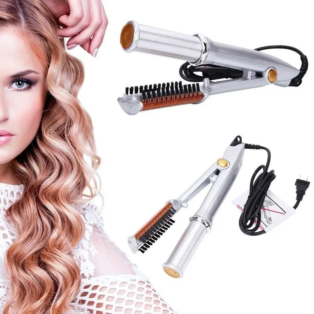 Professional Hairs Curler Straighter Rotating Hair Brush Curler Styler Hair Styling Tools Curling Iron Straighting Brush 2 In 1 240914