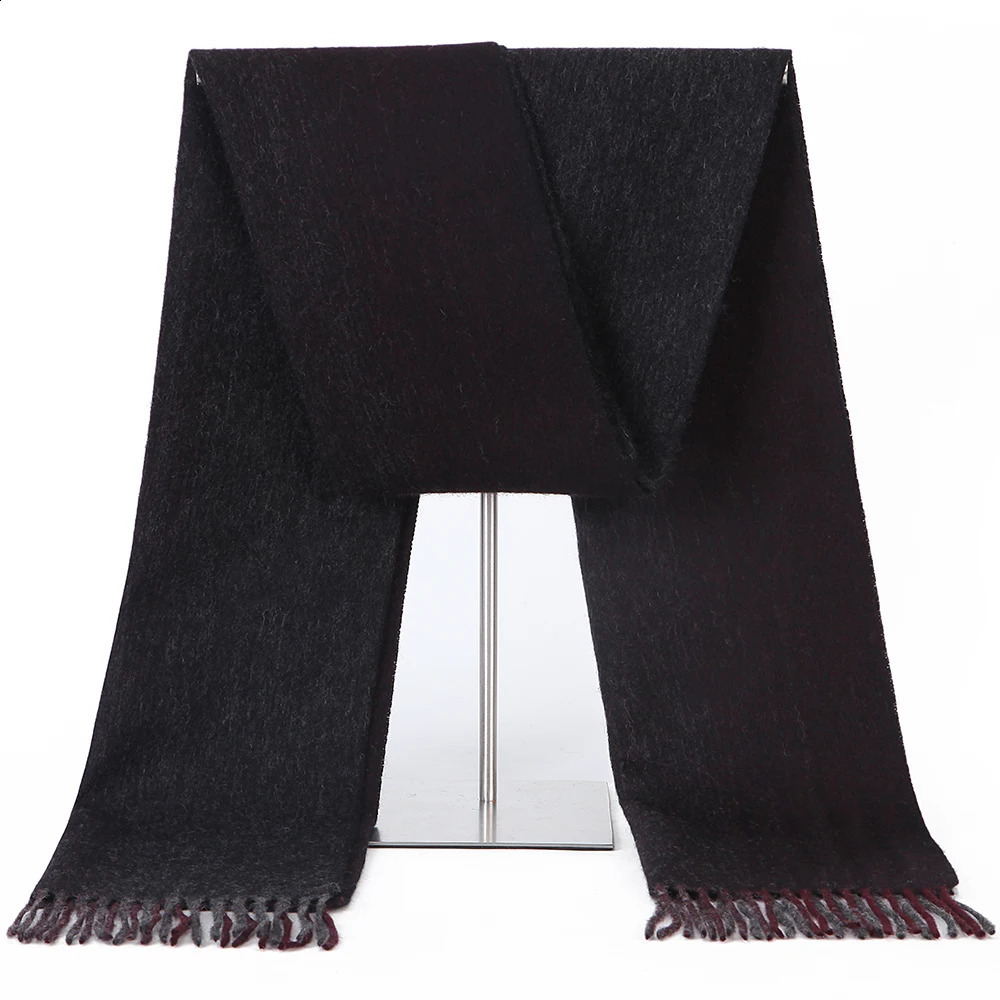 100% Lamb Scarf Strip Solid Plaid Wool Scarf Classical Warm Long Soft Cashmere Winter Scarves for Men Winter Accessories 240909