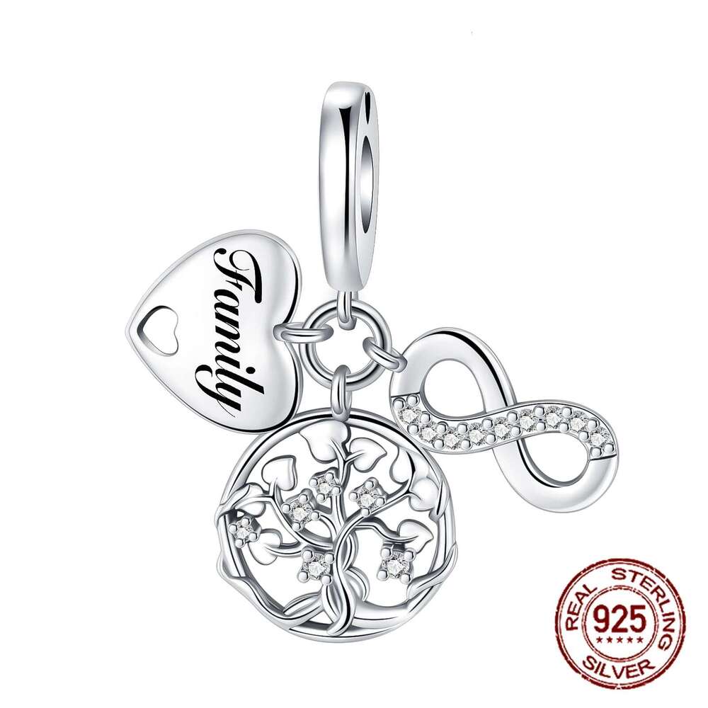S925 Sterling Silver Heart & Mum Dangle Dream Catcher Charm Fit Original DIY Jewelry For Women Bracelet DiyBeads
