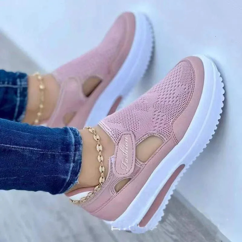 Designer Brand Women Fashion Platform Solid Color Vulcanized Sneakers Woman Casual Breathable Wedge Ladies Walking Shoes