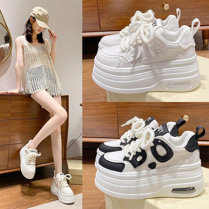 Chunky Sneakers For Women High Top 8cm Platform Height Increasing Sports Basketball Non-slip Trainers Walking Shoes