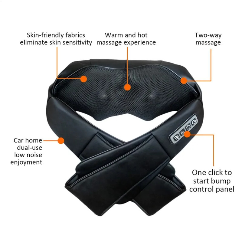 U-shaped electric finger press back neck shoulder body massager infrared heating kneading car/home massage 240914