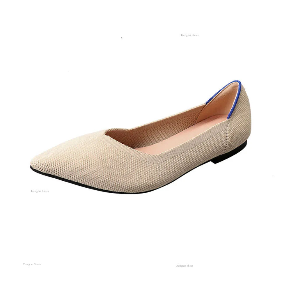 Princess Chicken Rolls Spring And Autumn Flying Weaving Single Doudou Flat Large Women's Soft Sole Knitted Pointed Boat Shoes