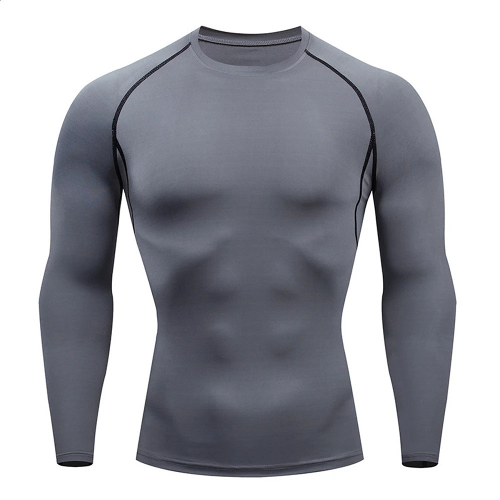 Men Compression Running T-shirt Fitness Tight Long Sleeve Sport Shirts Training Jogging Tops Gym Sportswear Dry Fit Rashgard 240905